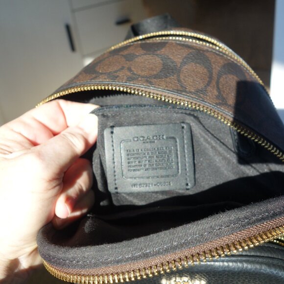 COACH mini Court signature canvas backpack brown and black C8604 EUC - Picture 10 of 13